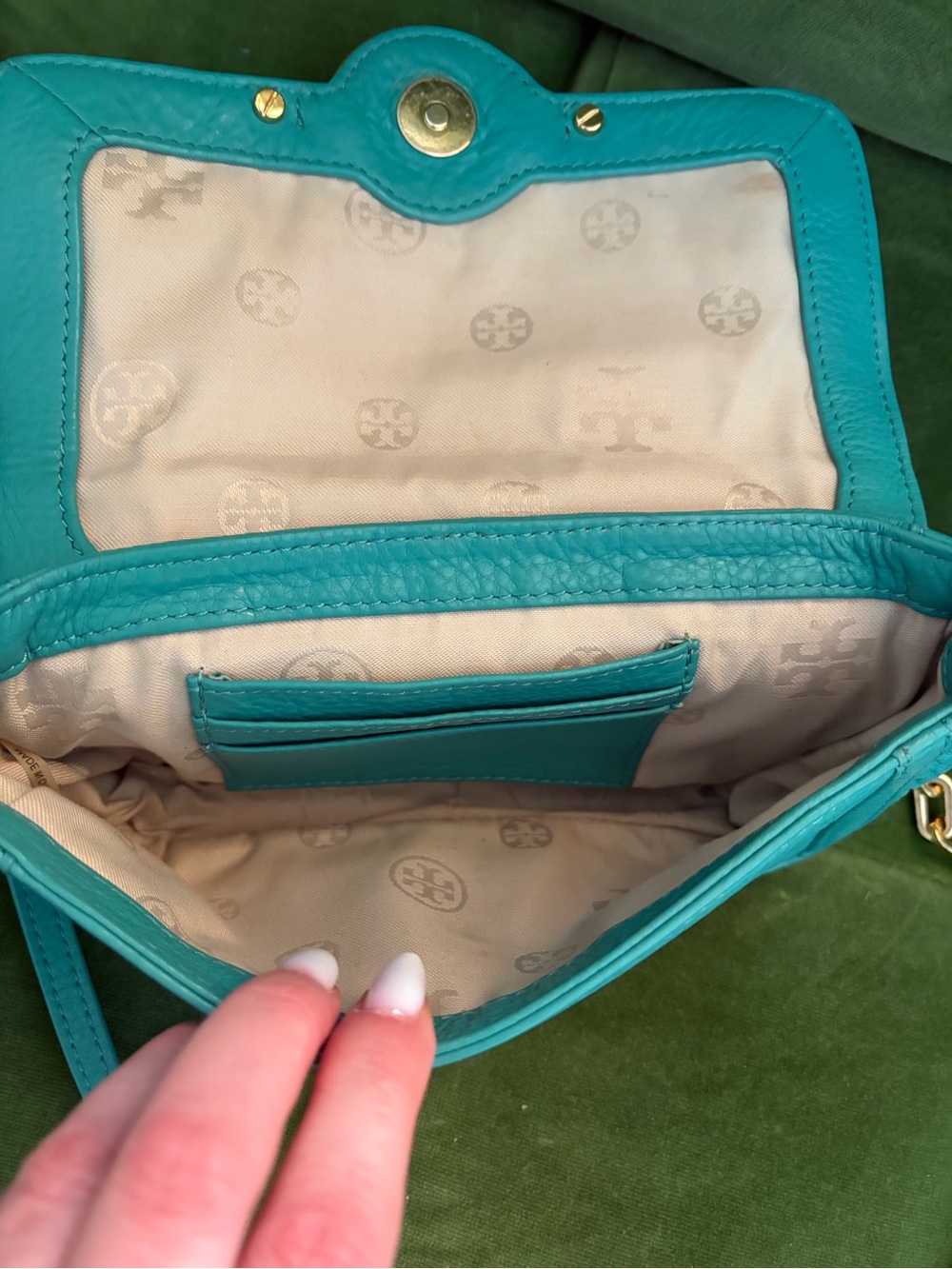 Tory Burch Turquoise Leather Chain Crossbody Bag - Picture 3 of 5